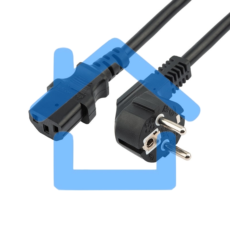 Шнур сетевой, евровилка угловая - евроразъем С13, кабель 3x1,5 мм², длина 1,5 метра, черный (PVC пакет) Rexant