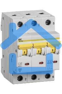 Выключатель автоматический трехполюсный ВА47-60M 3Р 32А 6кА С MVA31-3-032-C IEK