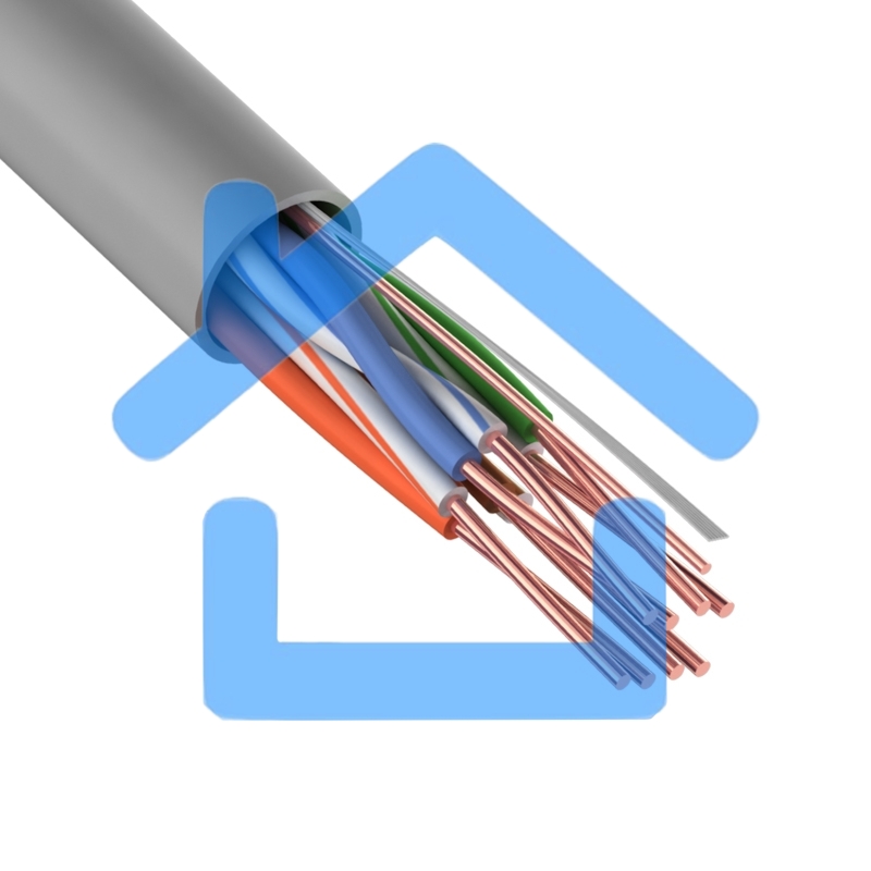 Кабель витая пара Rexant U/UTP, категория 6, ZH нг(А)-HF, 4PR, 23AWG, внутренний, серый, 305 м