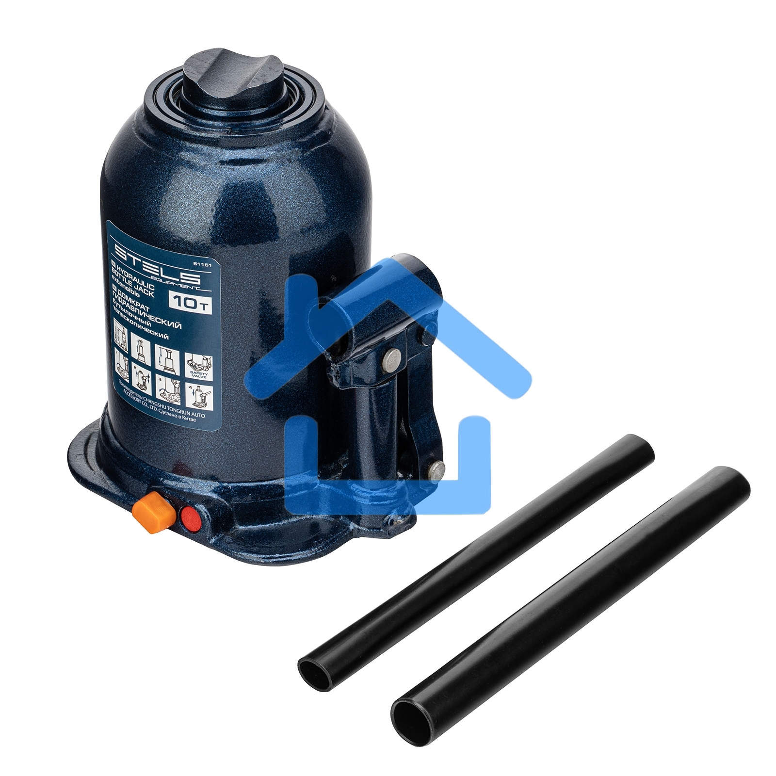 Домкрат гидравлический бутылочный телескопический, 10 т, подъем 180-430 мм Stels