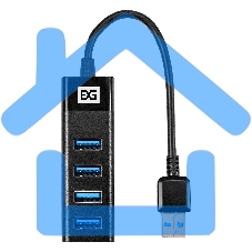 Хаб USB (концентратор) 4-в-1 ExeGate DUB-4TP (кабель-адаптер USB3.0 --> 4xUSB3.0, Plug&Play, черный)