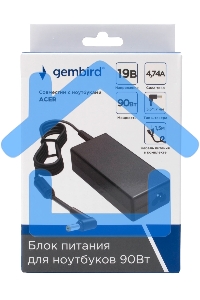 Блок питания Gembird для ноутбуков Acer 19В/4,74А, 90Вт, 1 штекер 5,5х1,7мм (NPA-AC18)