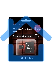 Флэш карта QUMO QM8GMICSDHC10 8Gb MicroSDHC Class 10, SD adapter