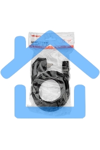 Шнур сетевой, евровилка угловая - евроразъем С13, кабель 3x1,5 мм², длина 1,5 метра, черный (PVC пакет) Rexant