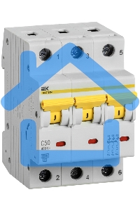Выключатель автоматический трехполюсный ВА47-60M 3Р 50А 6кА С MVA31-3-050-C IEK