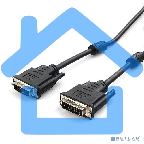 Кабель DVI-D dual link Cablexpert CC-DVI2L-BK-10M, 25M/25M, 10м, черный, экран, феррит.кольца, пакет