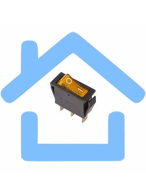 Выключатель клавишный Rexant 250V 15А (3с) ON-OFF желтый с подсветкой