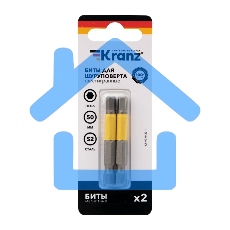 Бита шестигранная для шуруповерта KRANZ HEX5х50 мм (2 шт./уп.)