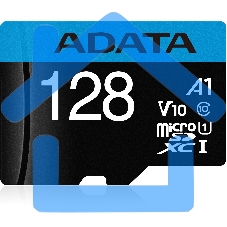 Флеш карта Micro SecureDigital 128Gb ADATA AUSDX128GUICL10A1-RA1 MicroSDXC Class 10 UHS-I, SD adapter