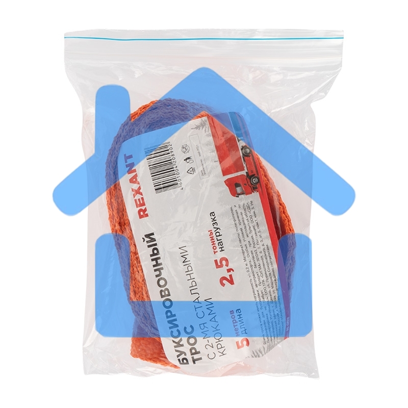 Трос буксировочный Rexant 2.5 т, 5 м, с двумя крюками