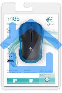 Мышь беспроводная Logitech M185 синий, 1000 dpi, радиоканал, USB, кнопки - 3