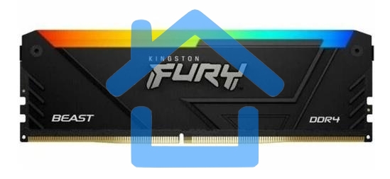 Оперативная память Kingston Fury Beast, DDR4, 16Gb (1x16Gb), 3200MHz, CL16, DIMM, с радиатором, RGB, черный