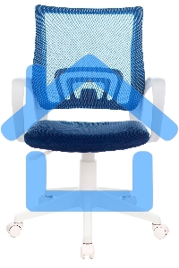 Кресло компьютерное Бюрократ CH-W695NLT TW-05N TW-10N темно-синий, сетка/ткань, крестовина пластик, пластик белый