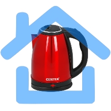 Чайник Centek CT-1068 RED (красный) металл 2л, 2000W, хромированная вставка на крышке