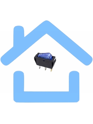 Выключатель клавишный Rexant 250V 15А (3с) ON-OFF синий с подсветкой