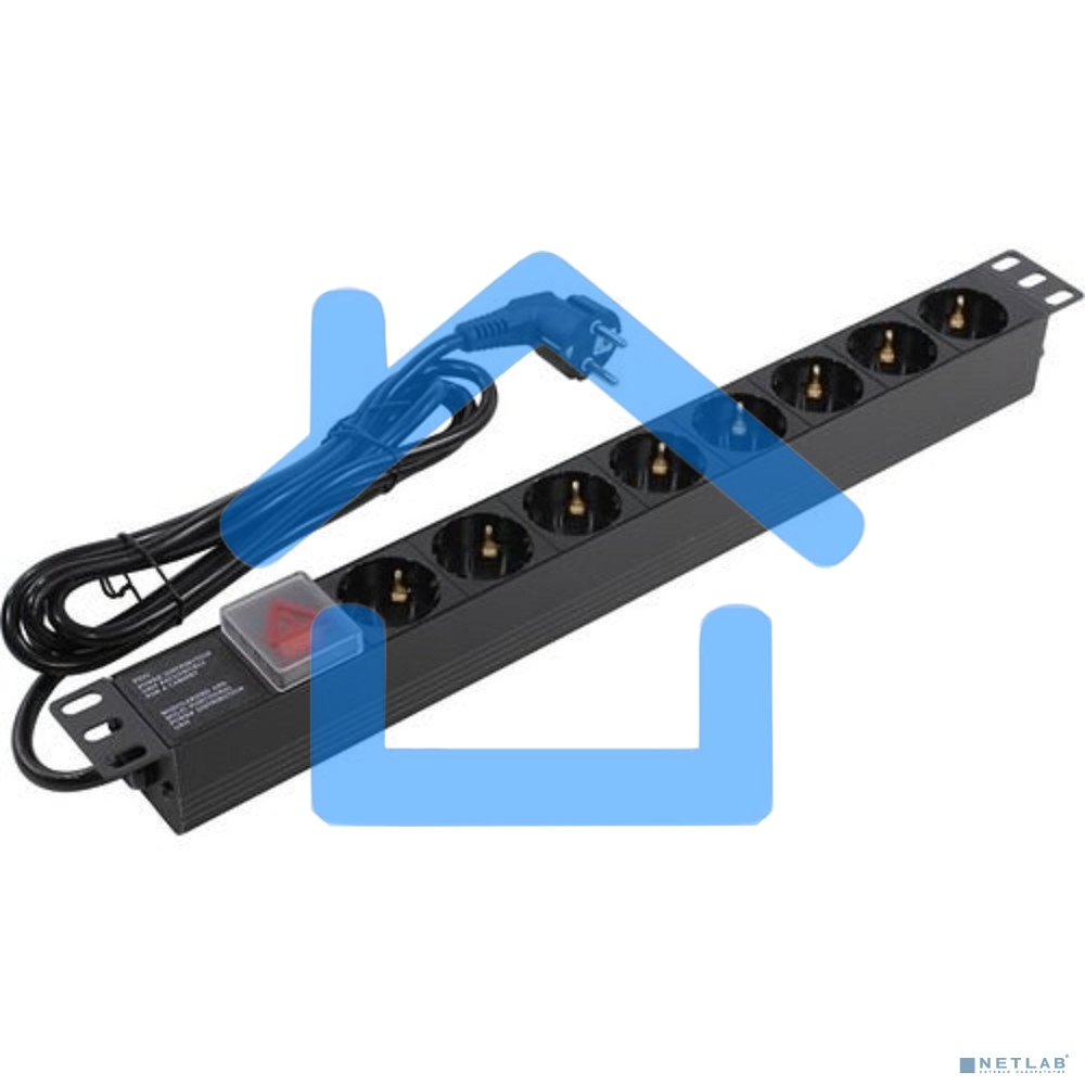 Блок розеток горизонтальный ExeGate ServerPro PDU-19H804 Al-8S-EU2.5-SW, 19