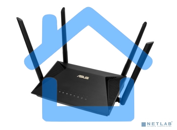 Роутер ASUS RT-AX53U802.11b/g/n/ac/ax, до 574 + 1201 Mbps, 2,4 + 5 гГц, 4 антенны, USB