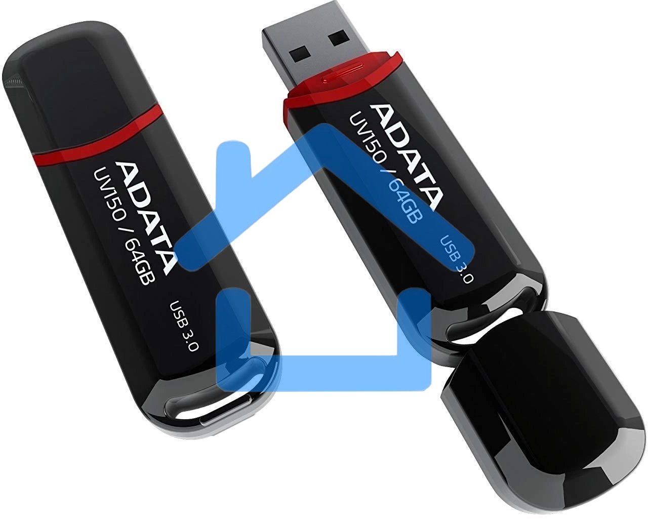 Флешка USB ADATA UV150 (AUV150-64G-RBK), 64 Gb, USB 3.0, R/W 100/40, черный