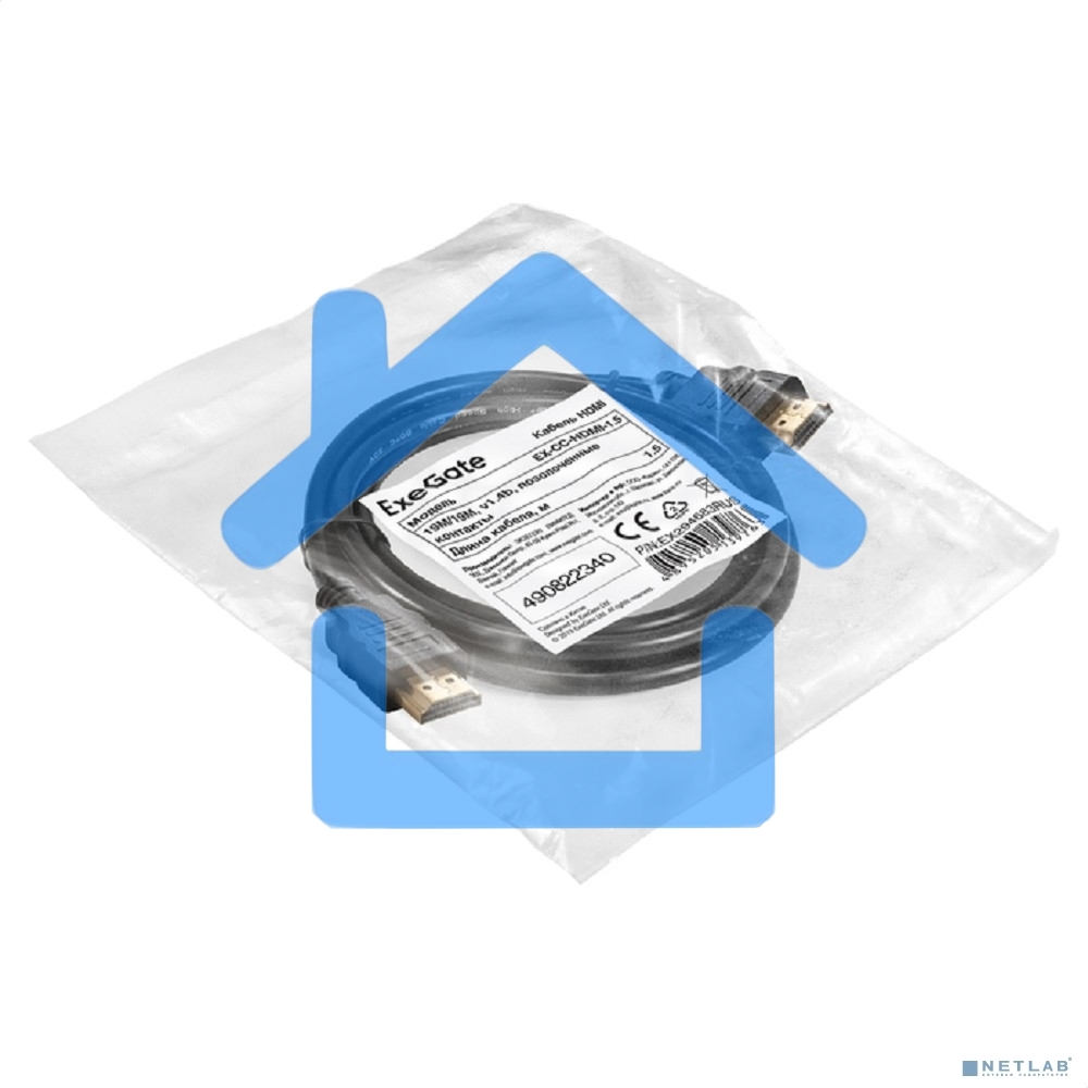Кабель HDMI ExeGate EX-CC-HDMI-1.5 (19M/19M, 1,5м, v1.4b, позолоченные контакты)