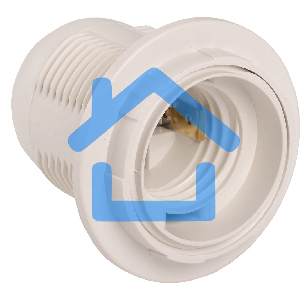 Патрон пластик с кольцом, Е27, белый, стикер на изделии, Iek EPP11-04-01-K01 Ппл27-04-К12