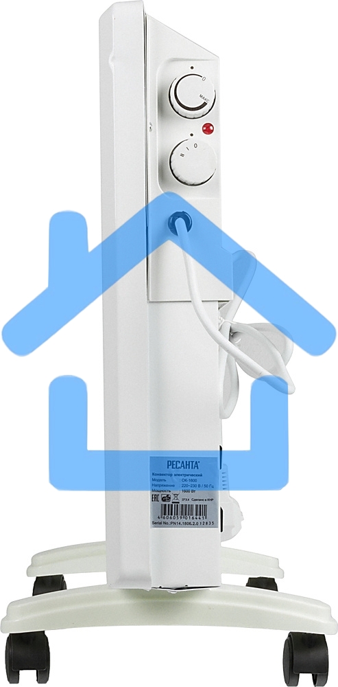 Конвектор Ресанта ОК-1600 белый, 1600 Вт, 20 м2, термостат