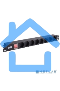 Блок розеток 8 розеток нем. стандарт, с LED выключателем,1U, без шнура, вх. C14, алюминиевый профиль PDU 8 розеток нем. стандарт, с LED выключателем,1U, без шнура, вх. C14, алюминиевый профиль