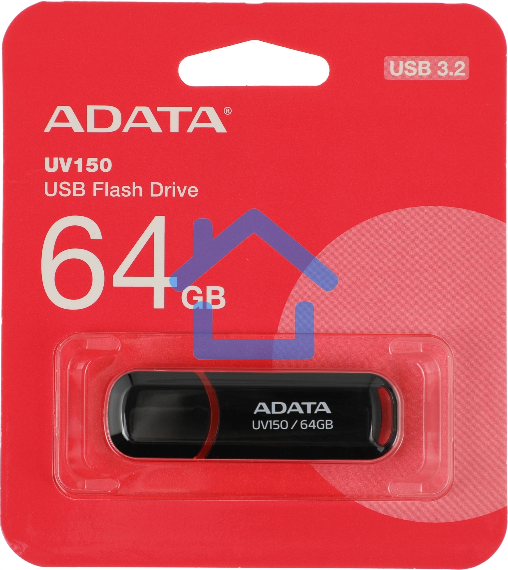 Флешка USB ADATA UV150 (AUV150-64G-RBK), 64 Gb, USB 3.0, R/W 100/40, черный
