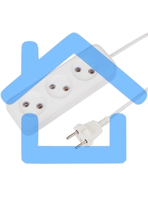 Удлинитель Rexant 3 гнезда, 10 м, 2х0.75 мм², б/з, белый (Сделано в России)