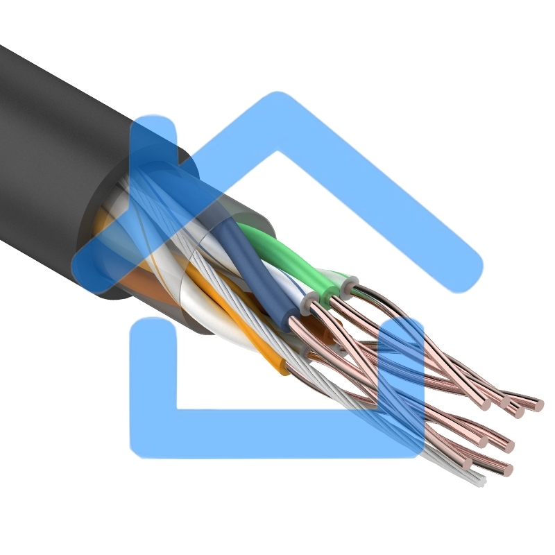Кабель витая пара Rexant U/UTP, категория 5e, ZH нг(А)-HF, 4PR, 24AWG, внешний, черный, 305 м