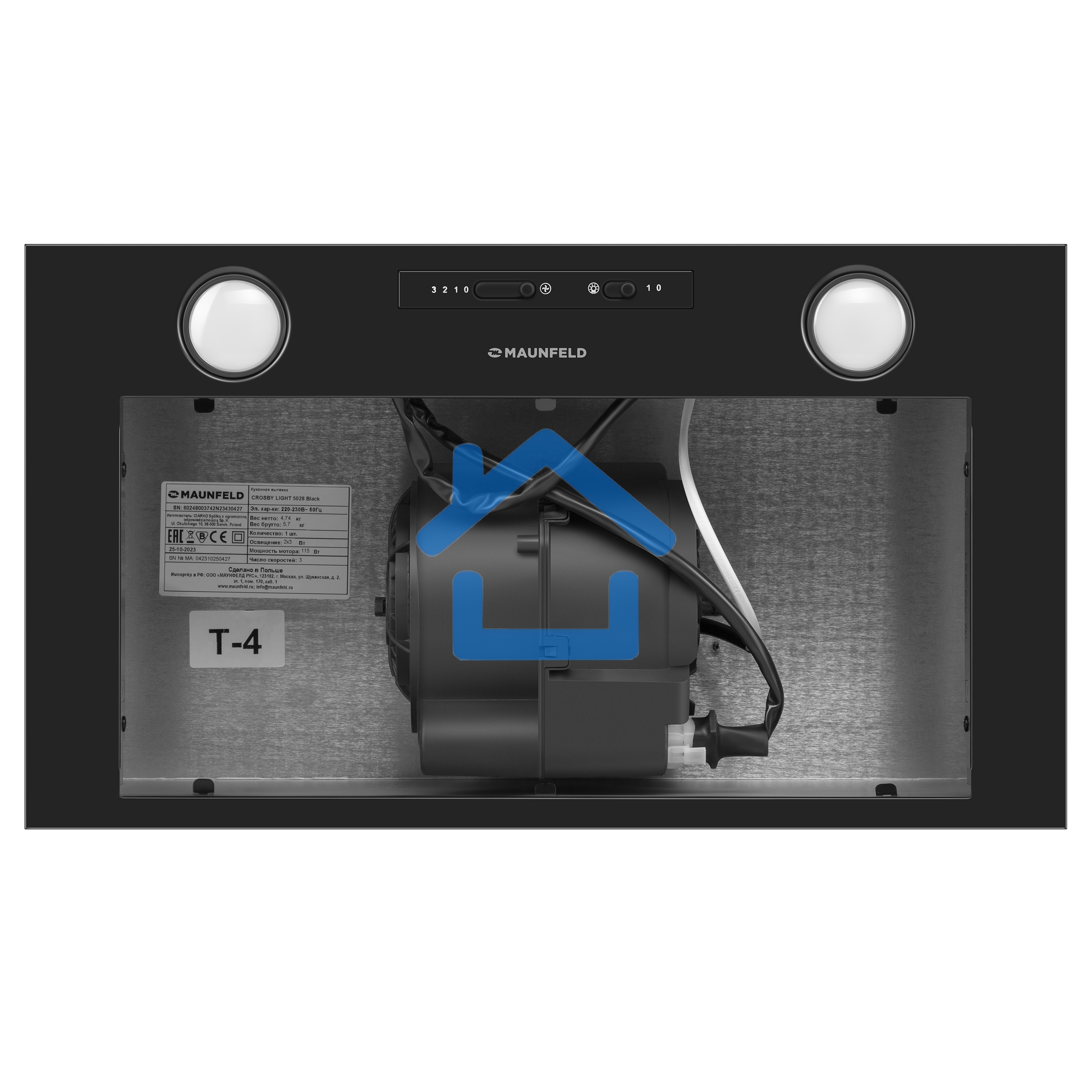 Вытяжка полновстраиваемая Maunfeld Crosby Light 5028, черный, 50 см, 850 куб. м/ч, 55 дБ