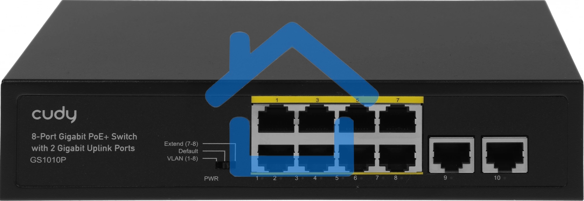 Коммутатор Cudy 8 RJ-45 10/100/1000M PSE ports +2 RJ45 10/100/1000 Uplink Port Unmanaged PoE+ Switch 120W, CCTV/VLAN mode support, long distance:250M at CCTV mode. 802.3af/at standard, Aternative 1/2(+),3/6(-), Rack-mountable Steel Case, Watchdog, 120W in