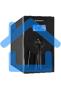Источник бесперебойного питания CROWN 800VA/450W, металл, 1x12V/9AH, розетки 3*EURO+1*IEC bybass, трансформатор AVR 145-280V, LCD дисплей, съемный кабель 1.2м, фильтр телефонной и ethernet линии RJ11/45, защита батареи, от перегрузки, от КЗ