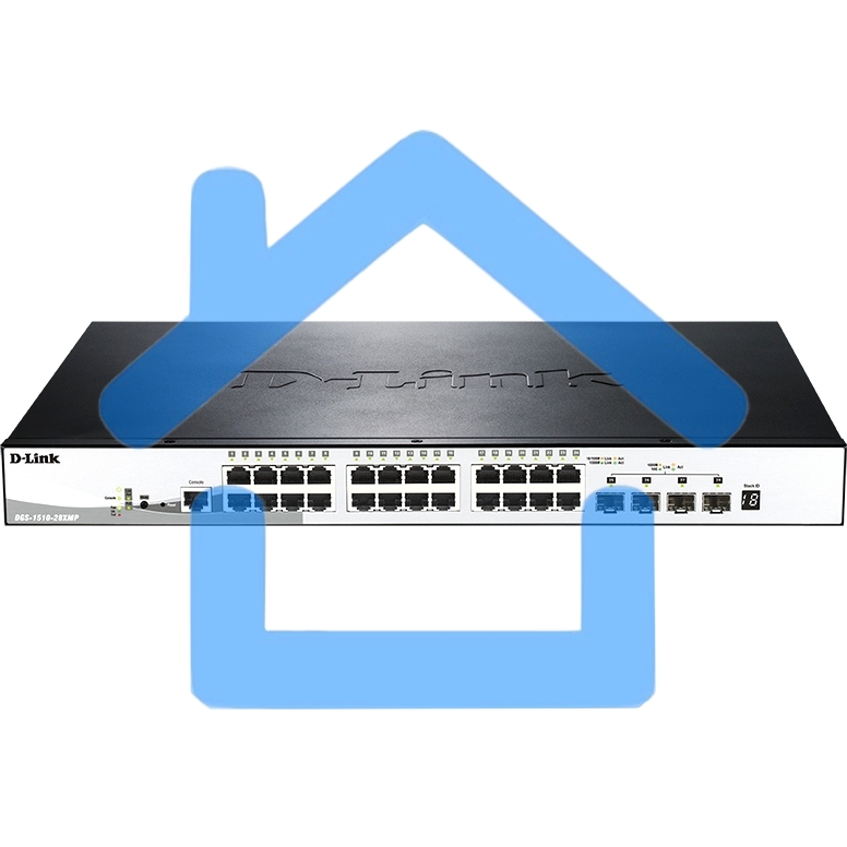 Управляемый стекируемый коммутатор D-Link DGS-1510-28XMP/A1A SmartPro с 24 портами 10/100/1000Base-T с поддержкой РоЕ и 4 портами 10G Base-X SFP+