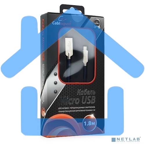 Кабель USB 2.0 Cablexpert CC-P-mUSB02Bl-1.8M, AM/microB, серия Platinum, длина 1.8м, синий, блистер