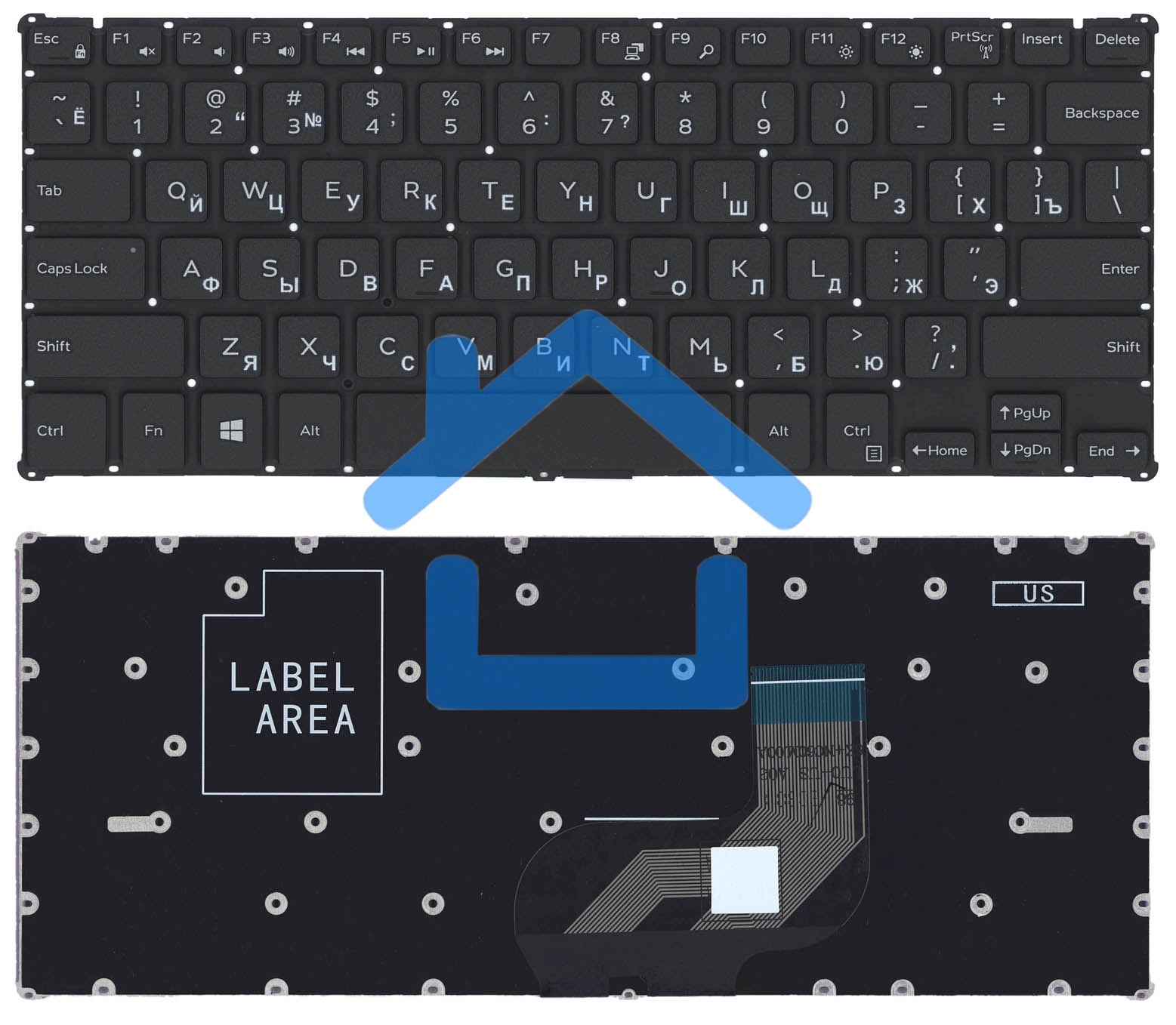 Клавиатура для ноутбука Dell Inspiron 11 3162 черная без рамки