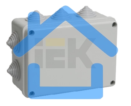 Коробка КМ41241 распаячная Iek UKO10-150-110-070-K41-44 для о/п 150х110х70 мм IP44 (RAL7035, 10 гермовводов)